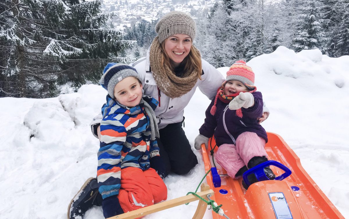 Tobogganing with children Bavarian Forest